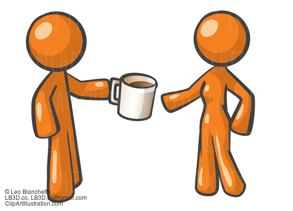 Orange Man And Woman Sharing Coffee. #24113