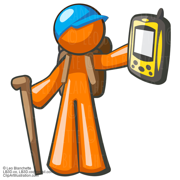 Orange Man Backpacker With Gps #24116