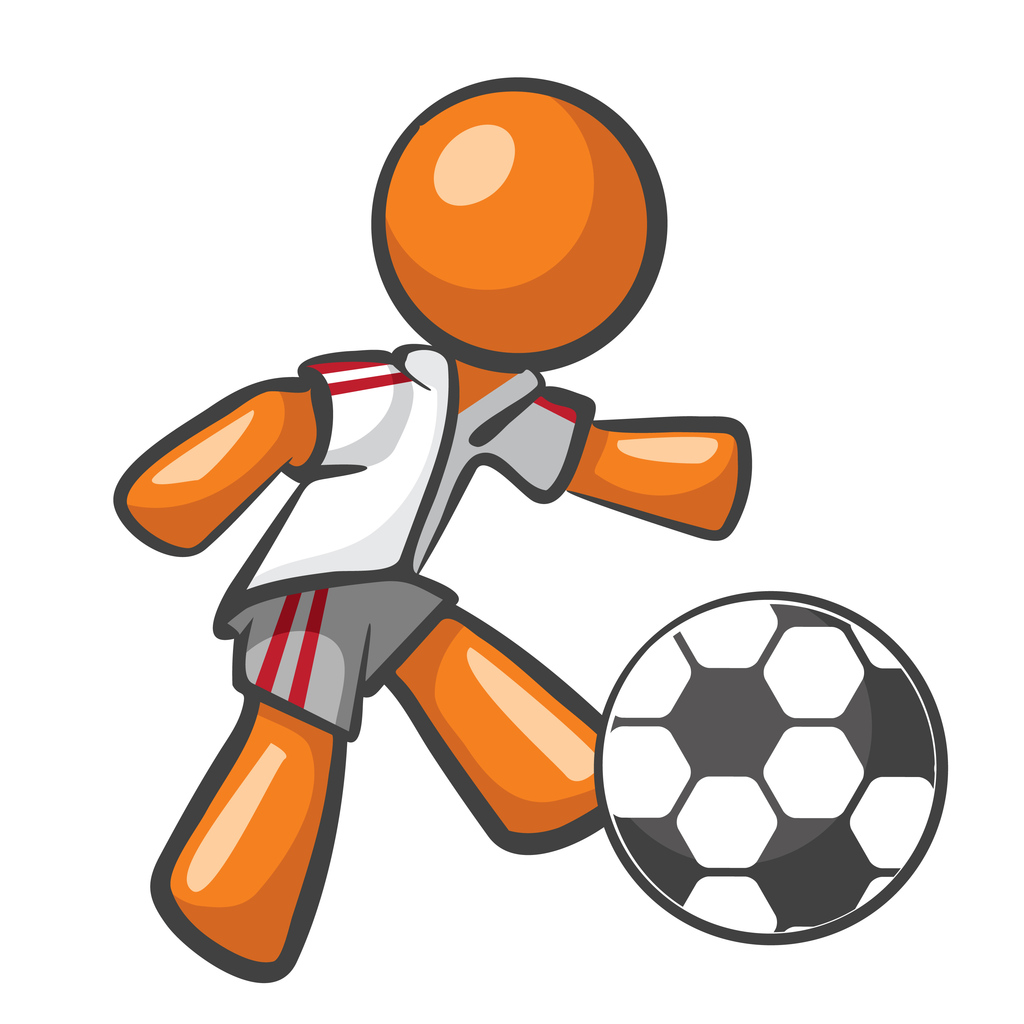 Orange Man Playing Soccer