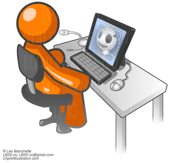 Orange Man Computer X Ray Monitor #24123