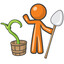 Orange Person Gardener with Plant