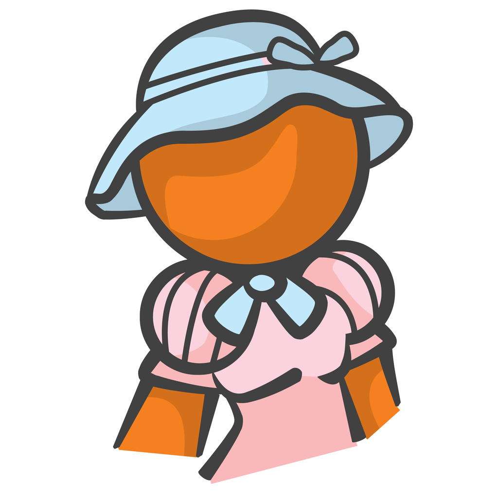 Orange Person Lady with Blue Hat