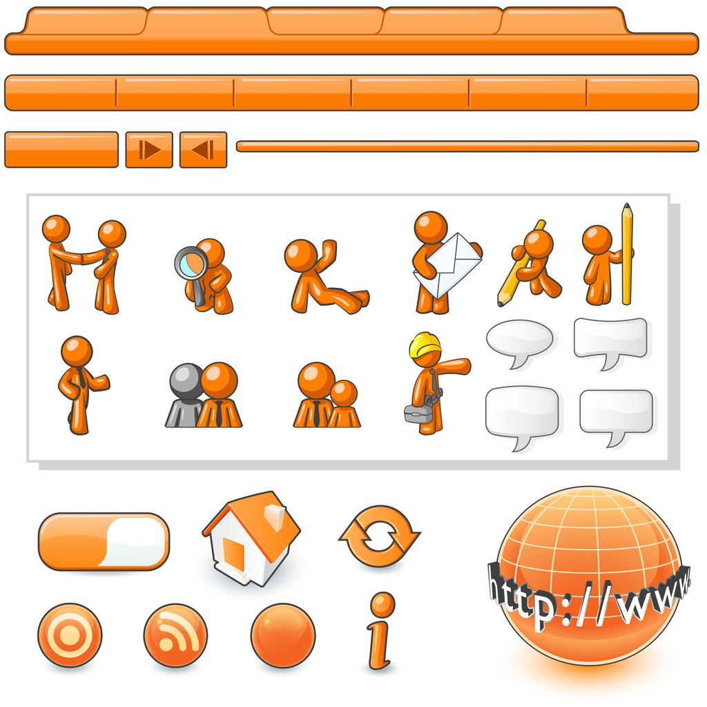 Orange Person Web Design Icon Set