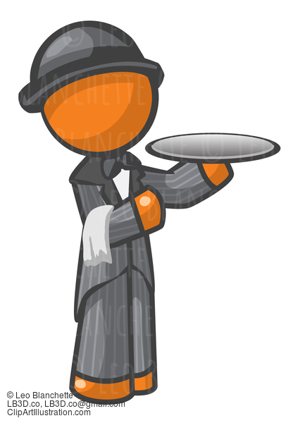 Orange Man Butler With Hat #24149