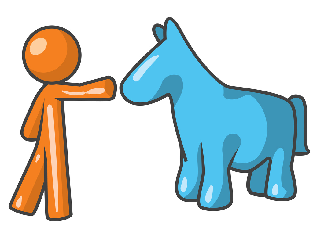 Orange Person with Horse