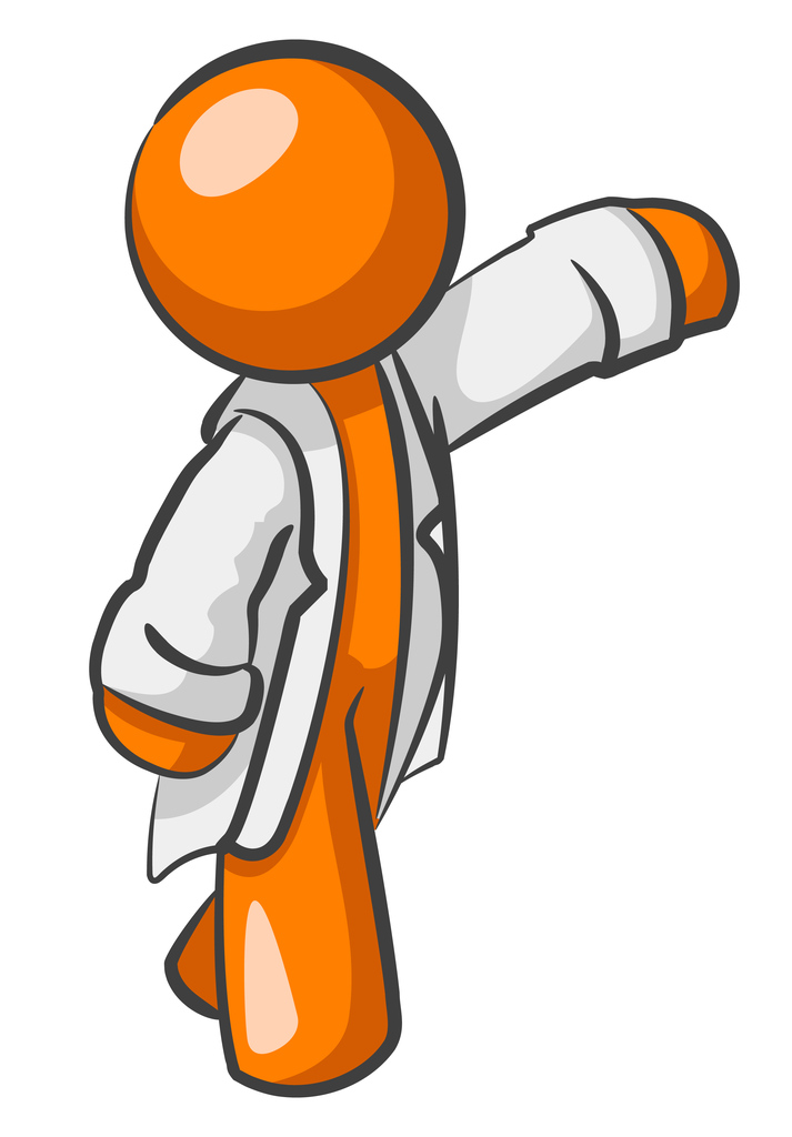 Orange Man Scientist Gesturing