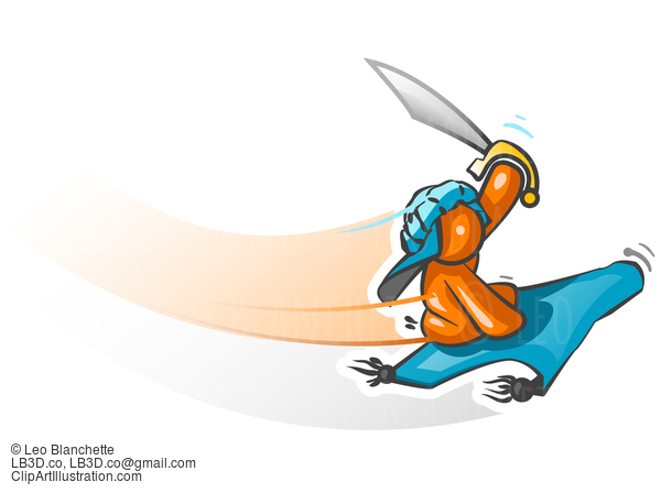 Orange Man Flying Carpet #24191