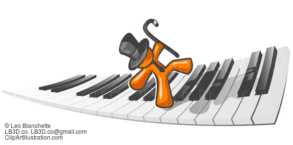 Orange Man Dancing On Piano #24201