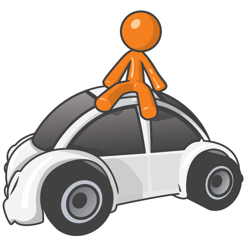 Orange Person sitting on buggy car