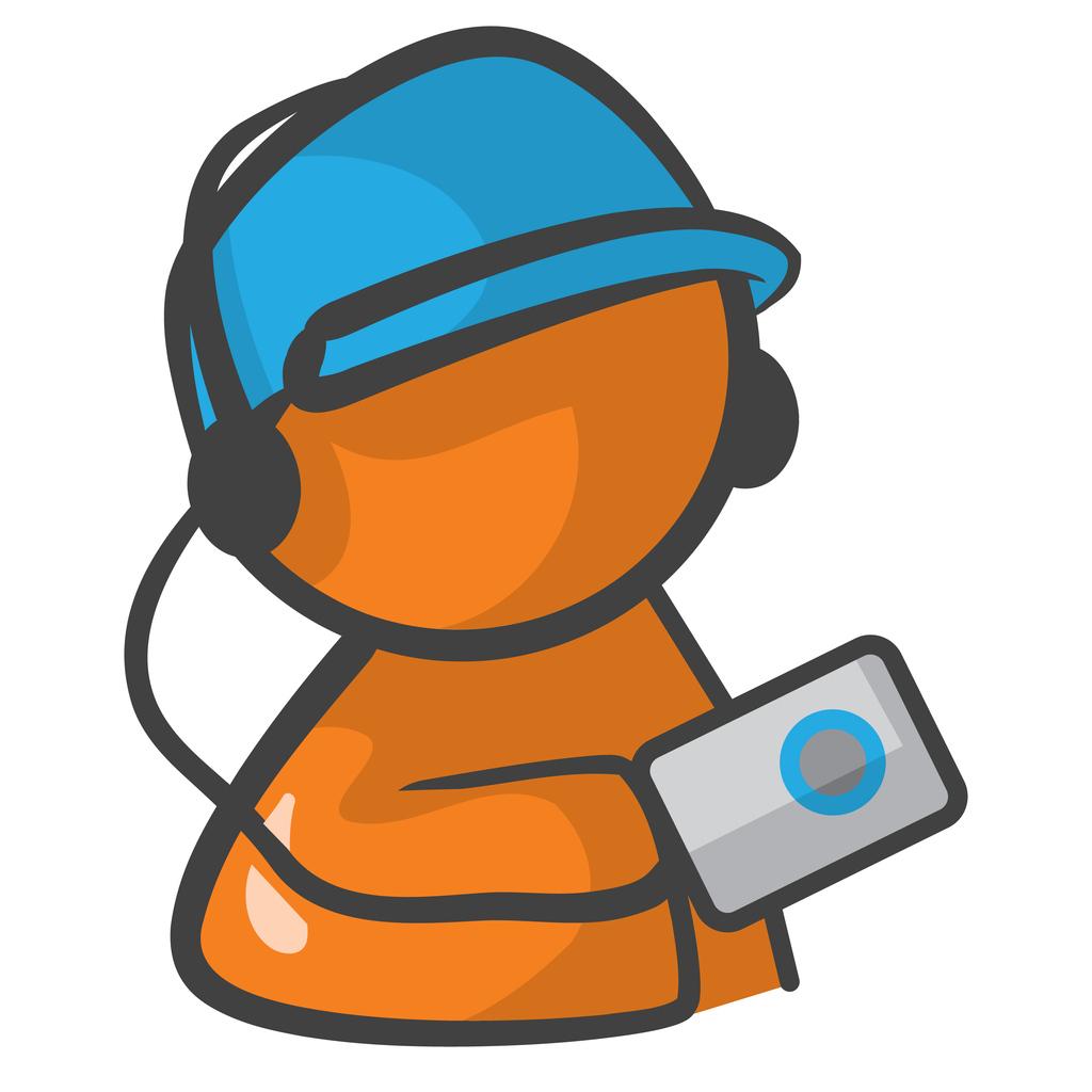 Orange Person with Ipod