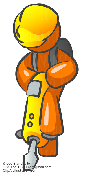 Orange Man Construction Jackhammer #24213