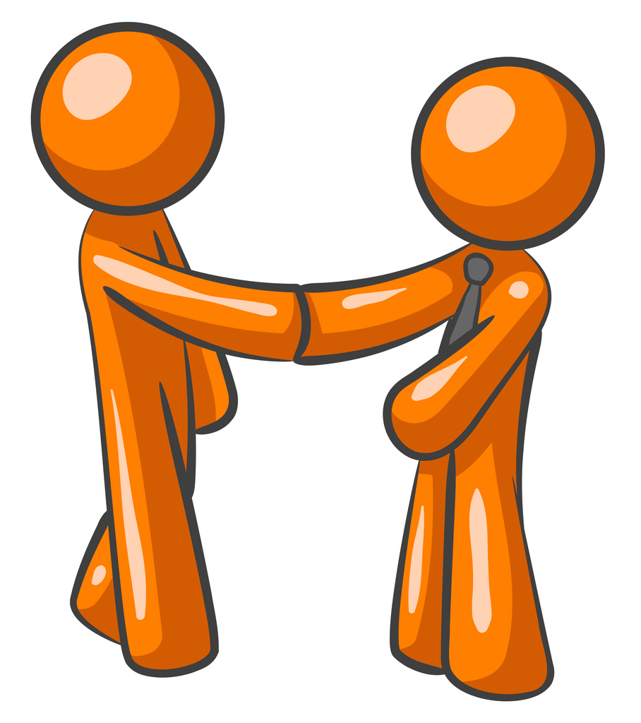 Orange Man Shaking Hands and Marketing