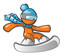 Orange Man Snow Boarding