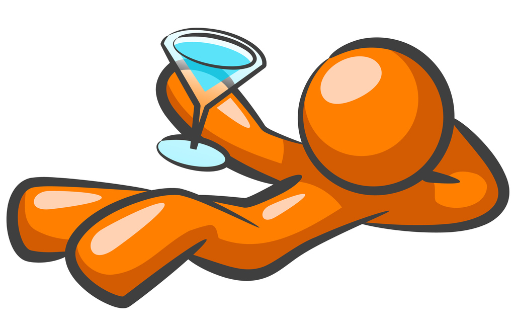 Orange Man Laid Back with Drink
