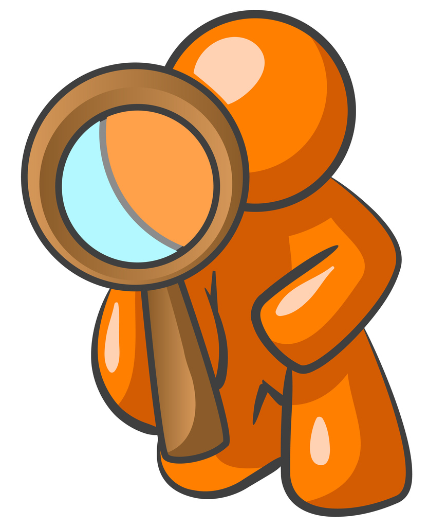 Orange Man Looking Through Magnifying Glass