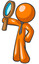 Orange Man Magnifying Glass Looking Up