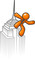 Orange Person Climbing Building
