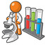 Orange Person Scientist with Microstope and Vials