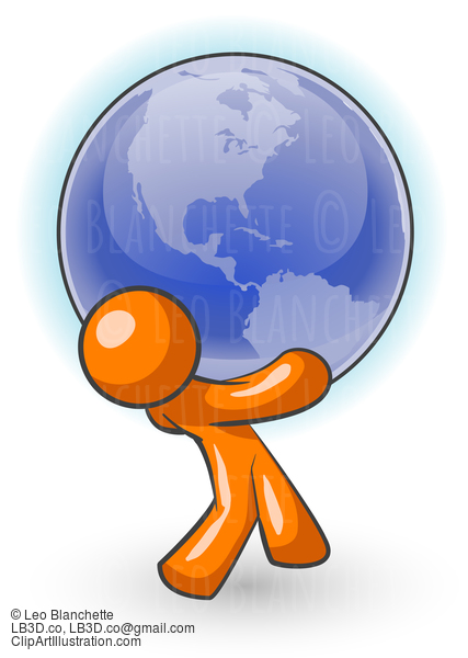 Orange Man Carrying Globe #24272