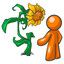 Orange Man Talking to Sunflower