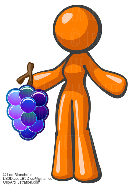 Orange Lady Holding Large Bunch Of Grapes #24299