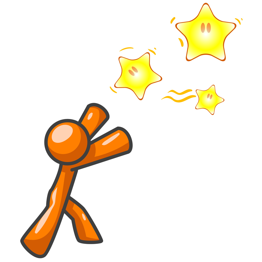 Orange Man Reaching for Stars
