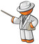Orange Man Teacher Or Professor Giving Tutorial Seminar
