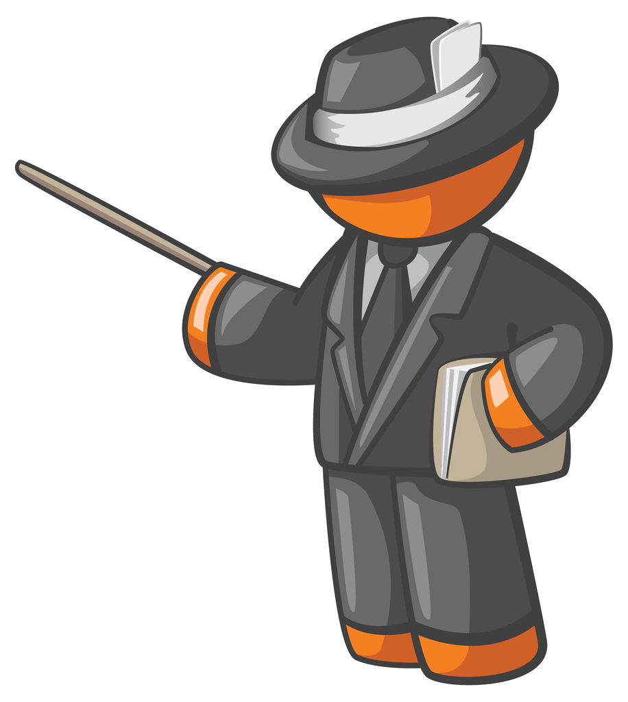 Orange Man Teacher Or Professor Giving Tutorial Seminar