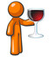 Orange Man with Glass of Wine