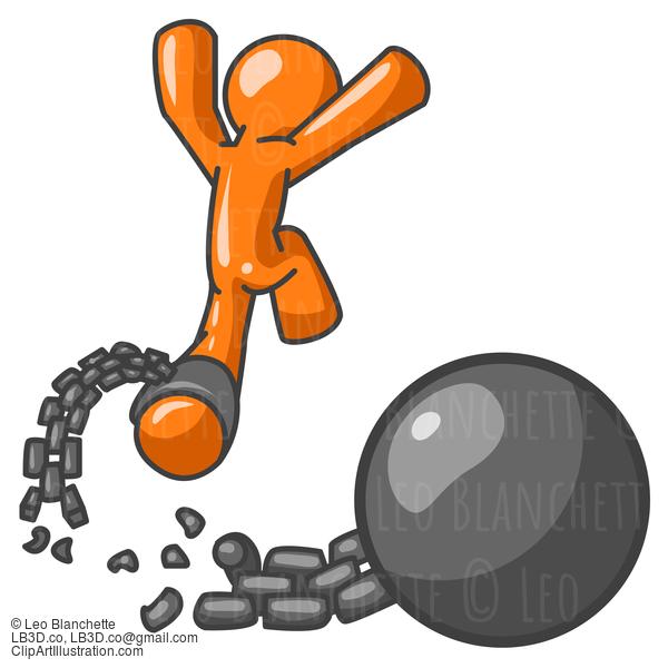 Orange Man Escape From Ball And Chain #24354