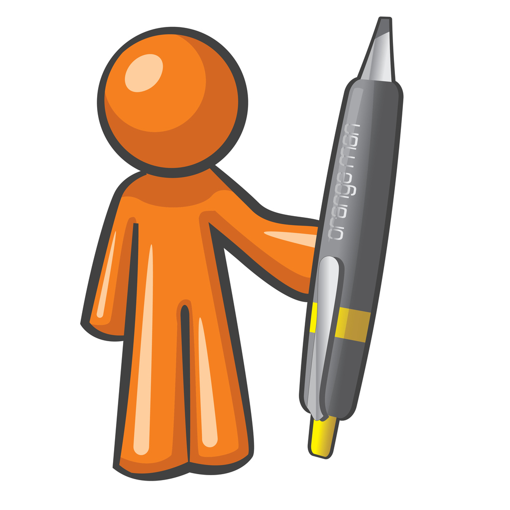 ORange Man wiht Big Pen