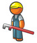 Orange Man Plumber with Pipe Wrench