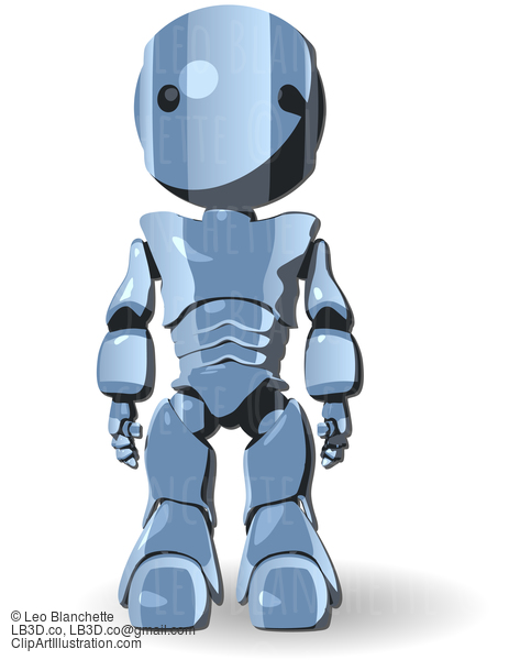 Blue Glossy Robot Standing Forward #23676