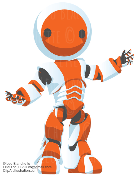 Toon Orange Robot Presenting #23679