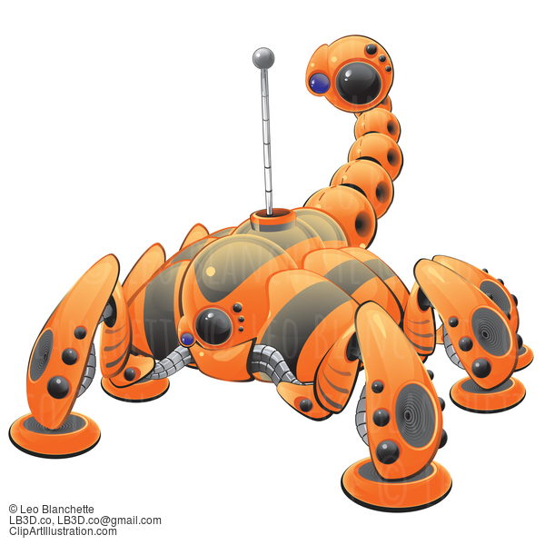 Orange Internet Web Crawler Robot Concept #23681