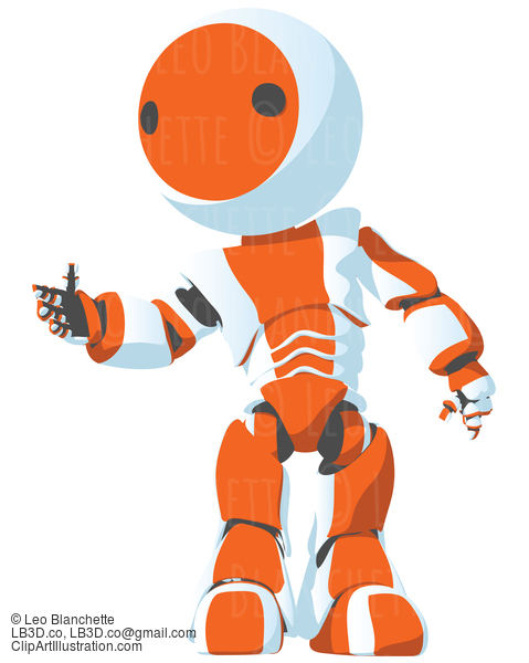 Toon Orange Robot Invititation Pose #23683