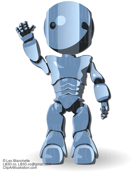 Glossy Blue Robot Raising Hand Forward #23700