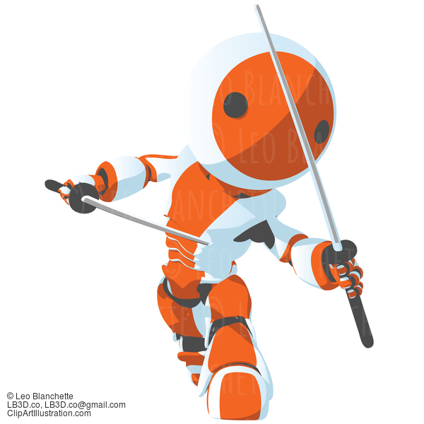 Toon Orange Robot Ninja Front Pose #23702