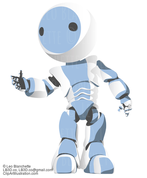 Blue Cartoon Robot Friendly Gesture #23703