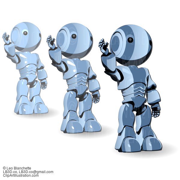 Glossy Blue Robots Ready To Work #23705