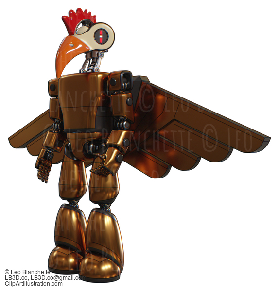 Bot Containing Bird Skull Head And Red Line Eyes And Chicken Design And Light Chest Exoshielding And Prototype Exoplate Chest And Pilot’S Wings Assembly And Light Leg Exoshielding. Copper. #20551