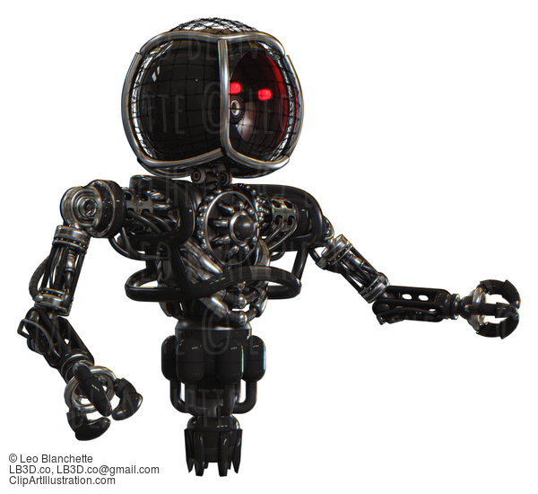 Bot Containing Round Barbed Wire Round Head And Heavy Upper Chest And No Chest Plating And Jet Propulsion. Black. Interacting. #20591