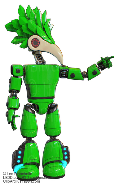 Bot Containing Bird Skull Head And Red Led Circle Eyes And Bird Feather Design And Light Chest Exoshielding And Prototype Exoplate Chest And Light Leg Exoshielding And Megneto-Hovers Foot Mod. Green. #20622