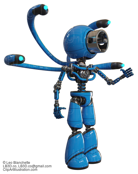 Bot Containing Cable Connector Head And Light Chest Exoshielding And Blue-Eye Cam Cable Tentacles And No Chest Plating And Light Leg Exoshielding. Blue. Interacting. #20650