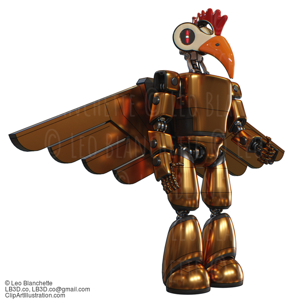 Bot Containing Bird Skull Head And Red Line Eyes And Chicken Design And Light Chest Exoshielding And Prototype Exoplate Chest And Pilot’S Wings Assembly And Light Leg Exoshielding. Copper. #20673