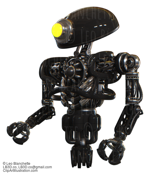 Android Containing Yellow Cyclops Dome Head And Heavy Upper Chest And No Chest Plating And Jet Propulsion. Black. Facing Right View. #20685