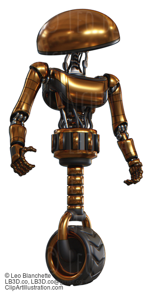 Robot Containing Dome Head And Light Chest Exoshielding And Ultralight Chest Exosuit And Unicycle Wheel. Copper. Hero Pose. #20704