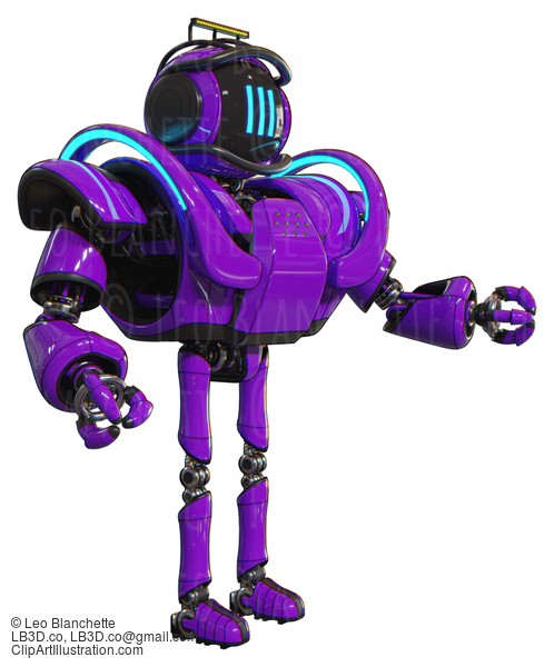 Cyborg Containing Digital Display Head And Three Vertical Line Design And Led And Protection Bars And Heavy Upper Chest And Heavy Mech Chest And Battle Mech Chest And Ultralight Foot Exosuit. Purple. #20721