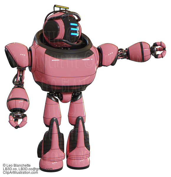 Robot Containing Digital Display Head And Three Horizontal Line Design And Led And Protection Bars And Heavy Upper Chest And Light Leg Exoshielding And Stomper Foot Mod. Pink. #20722