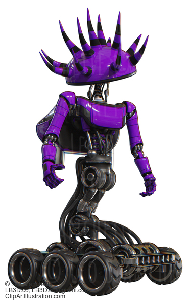 Cyborg Containing Black And White Anemone Dome Head And Light Chest Exoshielding And Ultralight Chest Exosuit And Rocket Pack And Six-Wheeler Base. Purple. Hero Pose. #20787